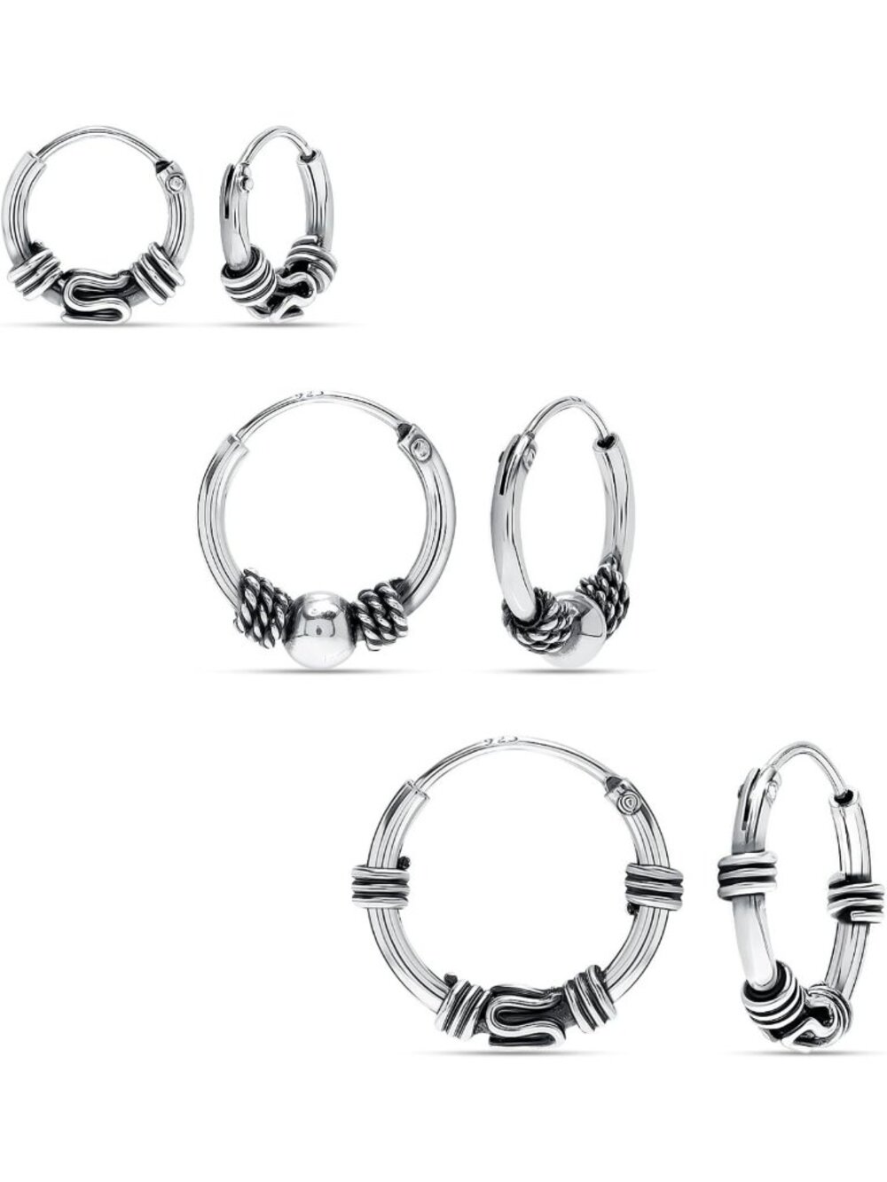 LeCalla 925 Sterling Silver Endless Bali Hoop Earrings For Women | Balinese
